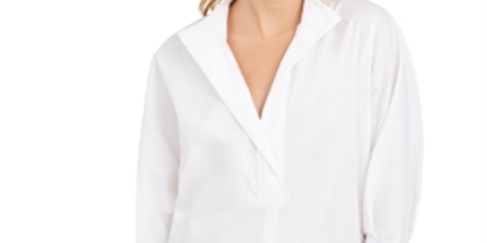 Tommy Hilfiger Women's Tie Sleeve Shirt White Size XS