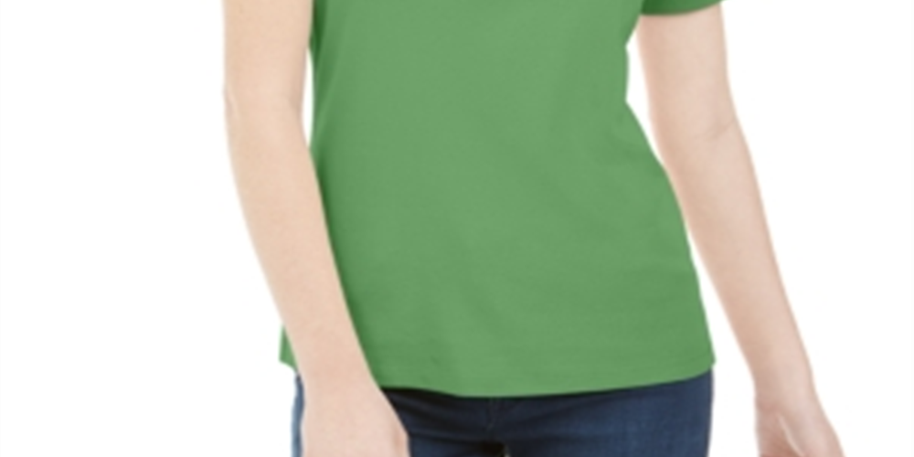 Karen Scott Women's Short Sleeve Scoop Neck Top Green Size Medium
