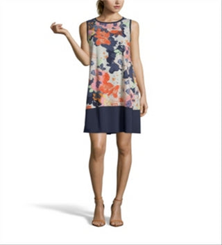 John Paul Richard Women's Floral Print Shift Dress Blue Size X-Large