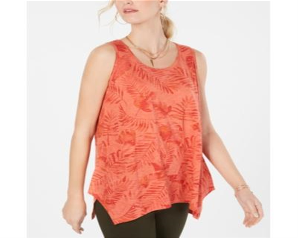 Style & Co Women's Burnout Sleeveless T-Shirt Red Size Small