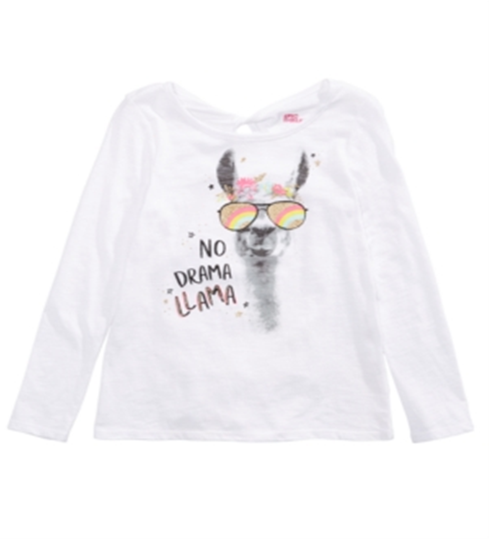 Epic Threads Big Girl's No Drama Llama T-Shirts White Size Small