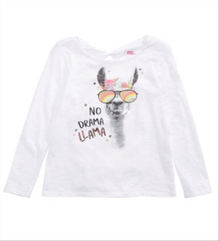 Epic Threads Big Girl's No Drama Llama T-Shirts White Size Small