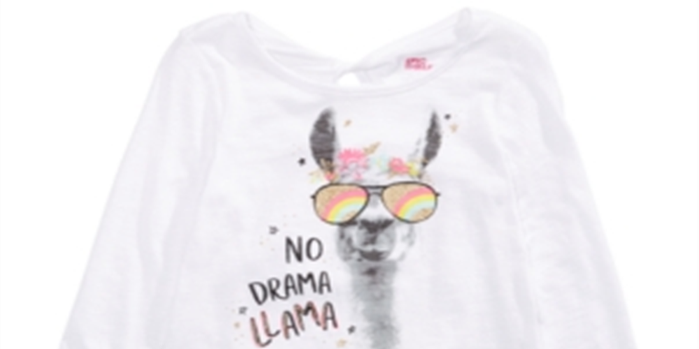 Epic Threads Big Girl's No Drama Llama T-Shirts White Size Small
