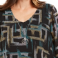 JM Collection Women's Printed Asymmetrical Necklace Blouse Black Size Small
