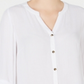 JM Collection Women's Crepon Button Front Blouse White Size Medium