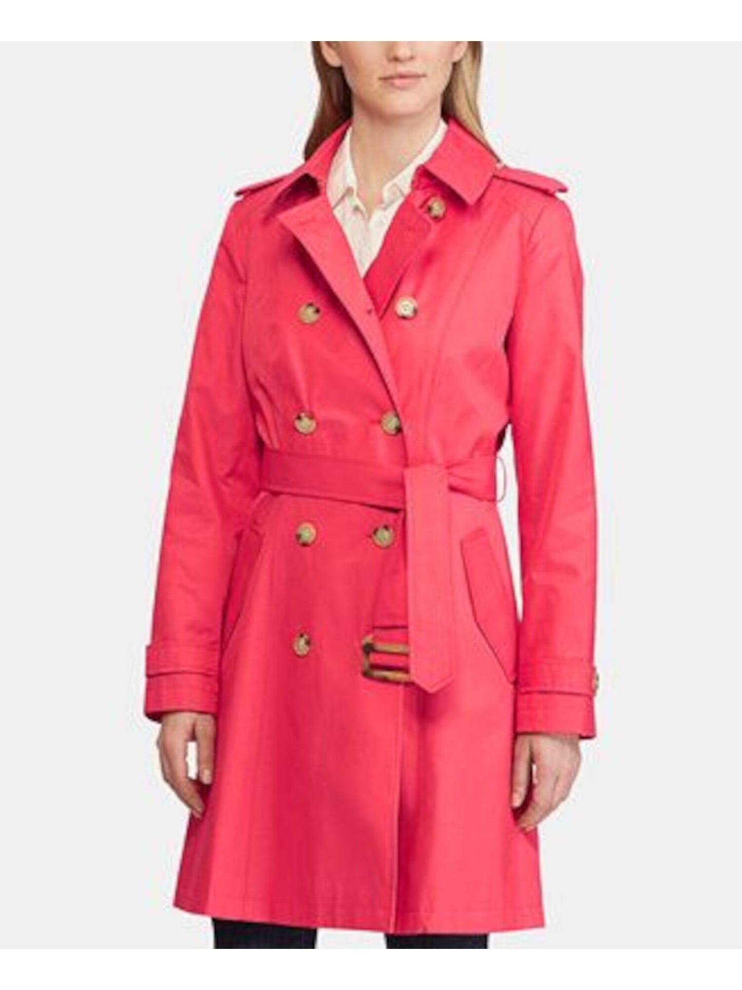 Ralph Lauren Women's Belted Trench Coat Red Size Large