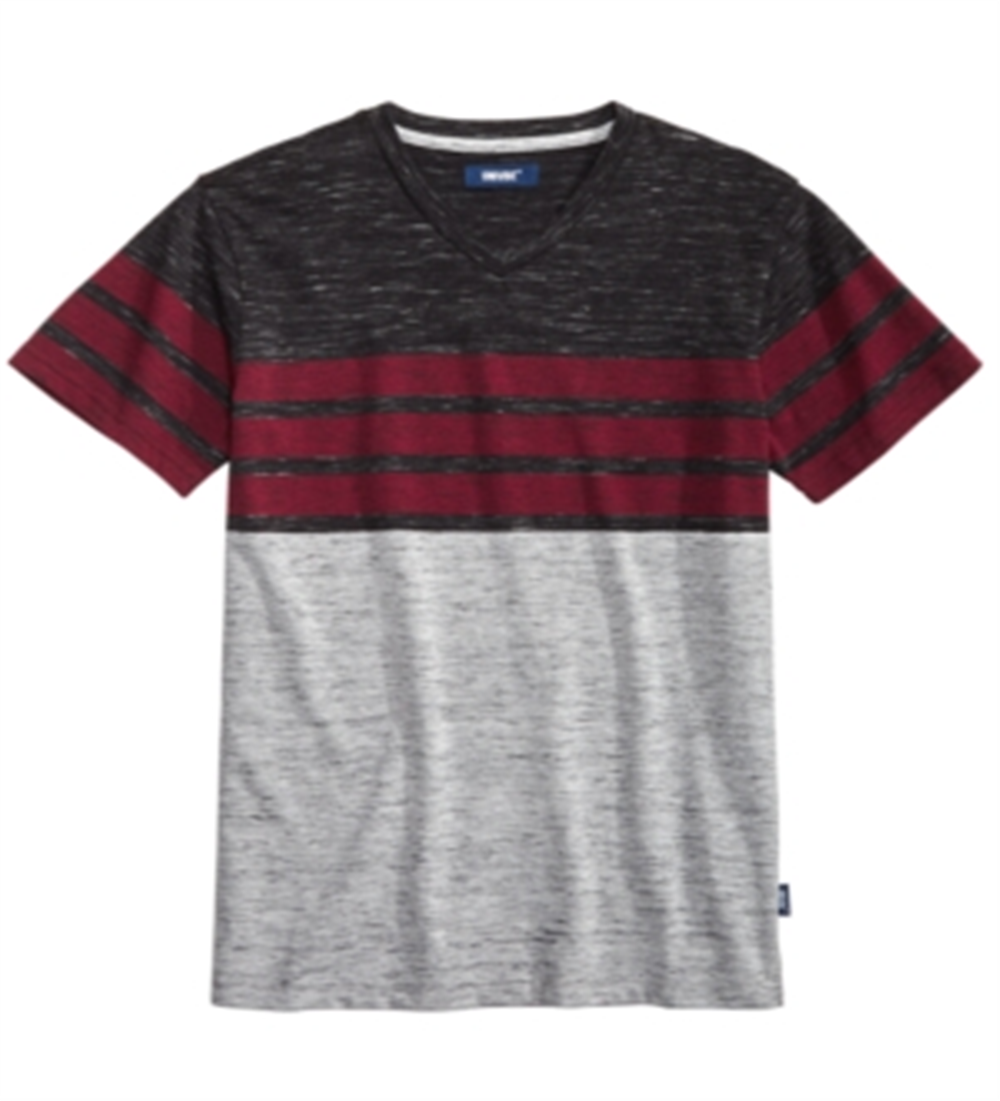Univibe Big Boy's Valle Colorblocked Stripe V Neck T-Shirt Black Size X-Large