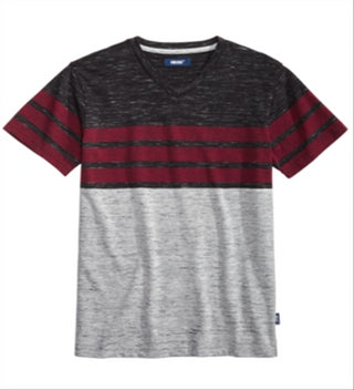 Univibe Big Boy's Valle Colorblocked Stripe V Neck T-Shirt Black Size X-Large