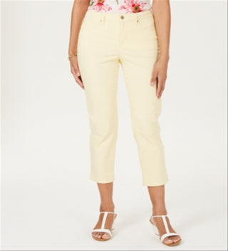 Charter Club Women's Tummy Control Bristol Capri Jeans Yellow Size 16