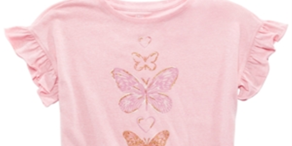 Epic Threads Big Girl's Butterfly Print T-Shirt Pink Size Medium