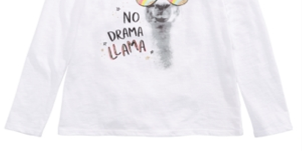 Epic Threads Big Girls No Drama Llama T-Shirt White Size X-Large
