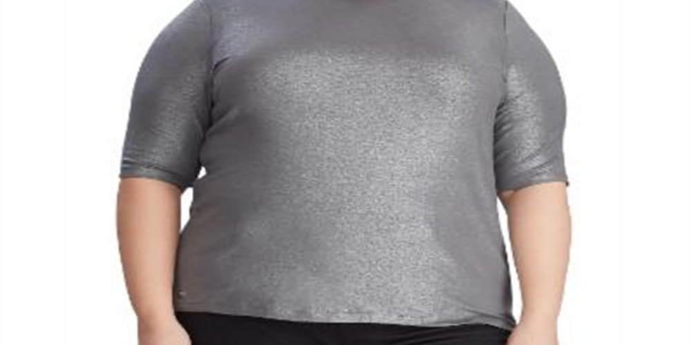 Ralph Lauren Women's Plus Stretch Turtleneck Top Gray Size 1X