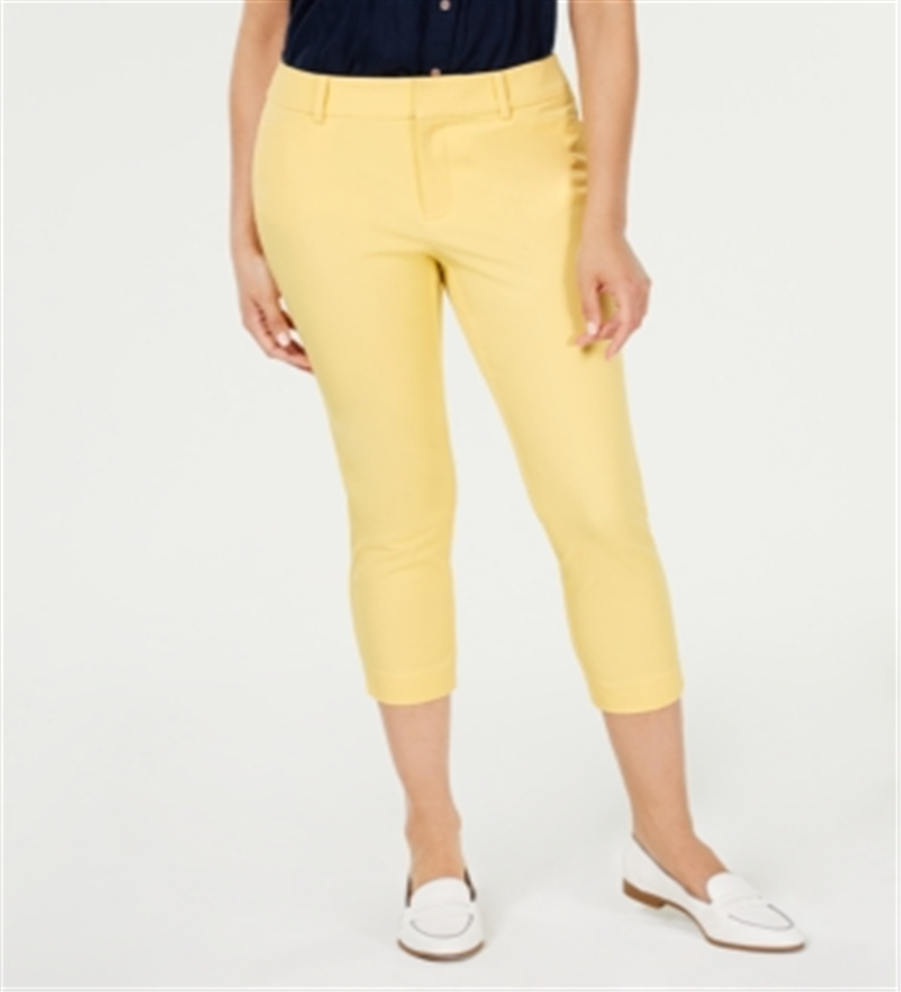 Charter Club Women's Tummy Control Cropped Pants Yellow Size 14