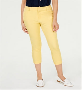 Charter Club Women's Tummy Control Cropped Pants Yellow Size 14