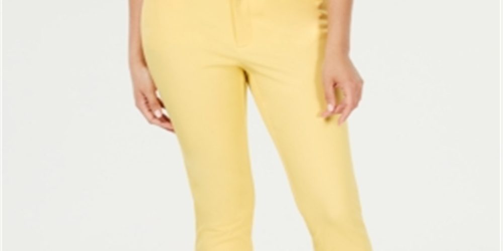 Charter Club Women's Tummy Control Cropped Pants Yellow Size 14