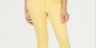 Charter Club Women's Tummy Control Cropped Pants Yellow Size 14