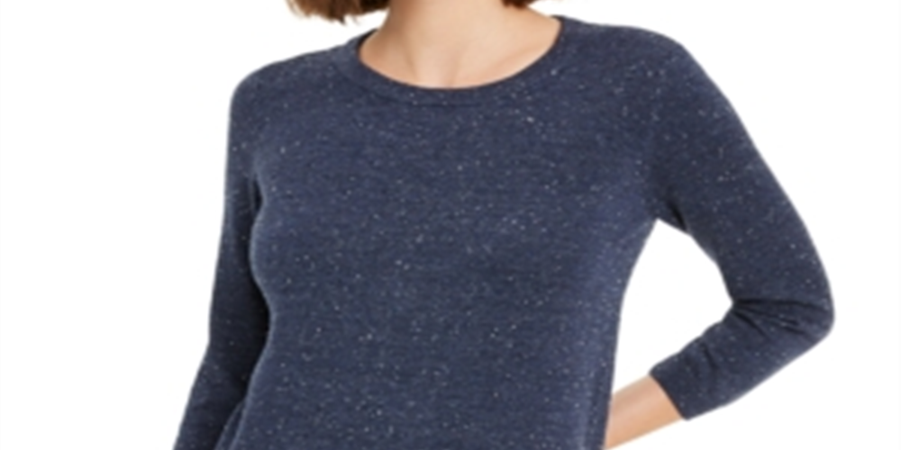 Maison Jules Women's Flecked Sweater Blue Size X-Large