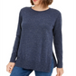 Maison Jules Women's Cotton Crew Neck Sweater Blue Size Small