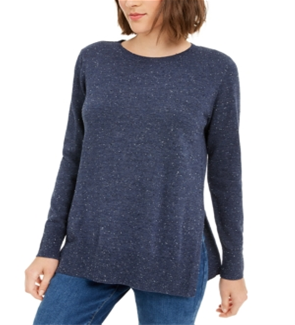 Maison Jules Women's Cotton Crew Neck Sweater Blue Size Small