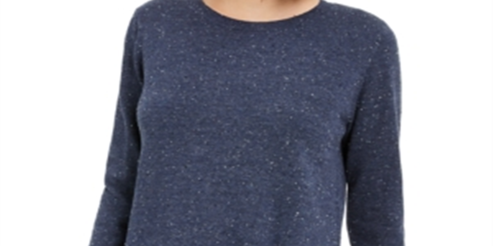 Maison Jules Women's Cotton Crew Neck Sweater Blue Size Small