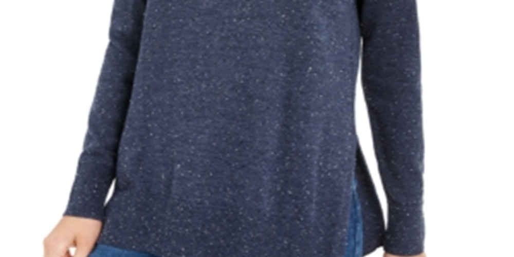 Maison Jules Women's Cotton Crew Neck Sweater Blue Size Small