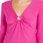 INC International Concepts Women's U Ring V Neck Top Pink Size Medium
