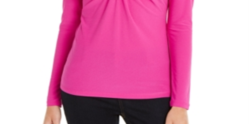 INC International Concepts Women's U Ring V Neck Top Pink Size Medium