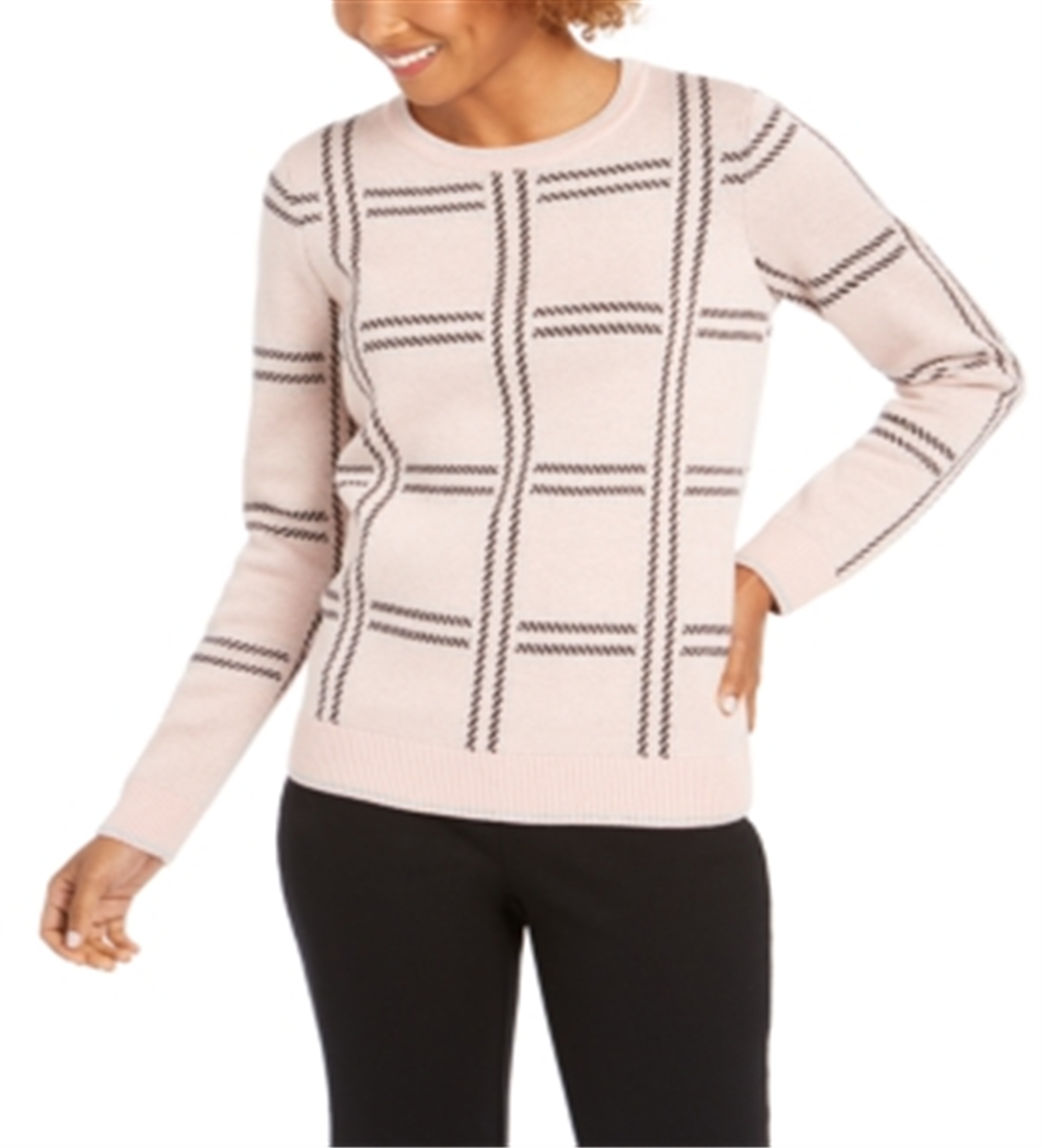 Charter Club Women's Printed Crewneck Sweater Gift Pink Size Medium