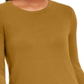 JM Collection Women's Solid Long Sleeve Jewel Neck Top Yellow Size Petite Large