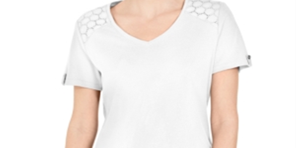 Karen Scott Women's Eyelet Shoulder V Neck Top White Size Large