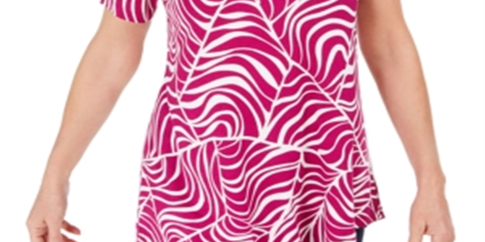 JM Collection Women's Printed Short Sleeve T-Shirt Pink Size X-Small