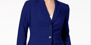 Calvin Klein Women's Fitted Long Sleeves Two Button Blazer Navy Size 4P