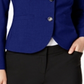 Calvin Klein Women's Fitted Long Sleeves Two Button Blazer Navy Size 4P