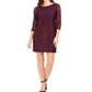 Jessica Howard Women's Long Sleeve Jewel Neck Short Sheath Evening Dress Purple Size 4 Petite