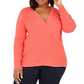 INC International Concepts Women's Surplice Pullover Sweater Orange Size 2X
