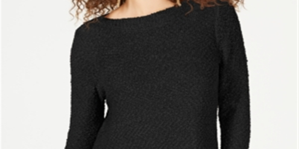 INC International Concepts Women's Shine Sweater Black Size Petite L