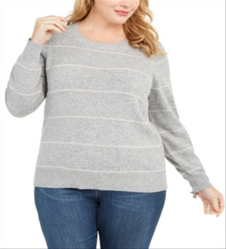 Michael Kors Women's Tinsel Metallic Stripe Sweater Gray Size 3X