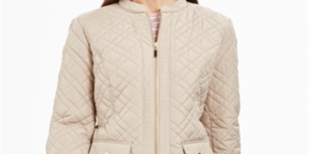 Charter Club Women's Pocketed Solid Zip up Coat Brown Size Petite Small