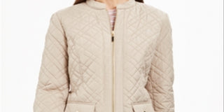 Charter Club Women's Pocketed Solid Zip up Coat Brown Size Petite Small