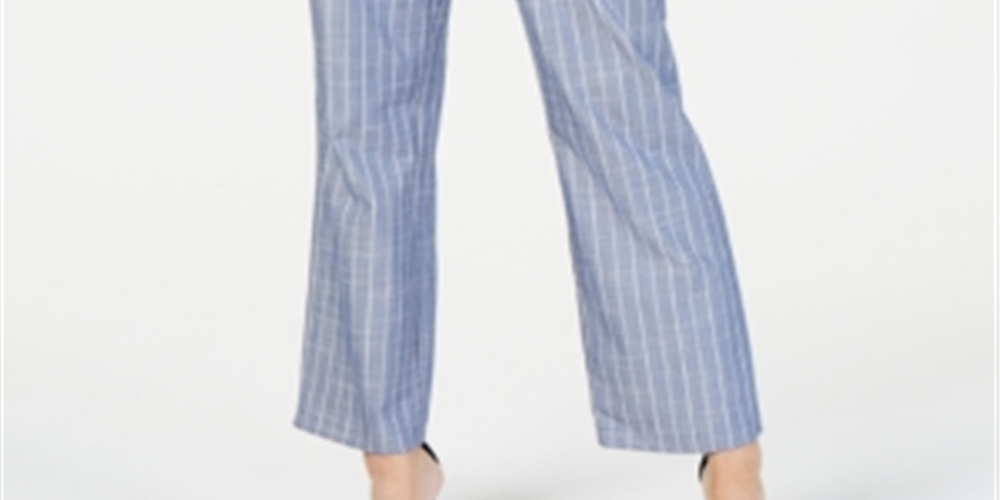 NY Collection Women's Striped Pull on Pants Blue Size Petite Medium