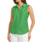 Charter Club Women's Cotton Pique Sleeveless Shirt Green Size 6