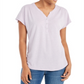Style & Co Women's Dolman Sleeve Henley Linen Blend Top Purple Size Medium