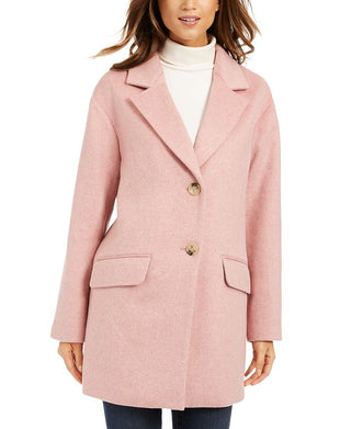 Charter Club Women's Button Front Coat Pink Size Petite S/M