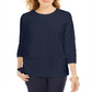 Karen Scott Women's Textured Dot Sweatshirt Blue Size Petite SM