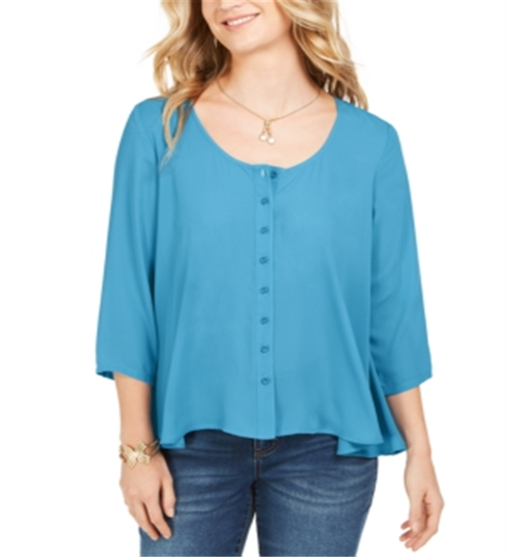 Style & Co Women's Swing Blouse Blue Size Medium