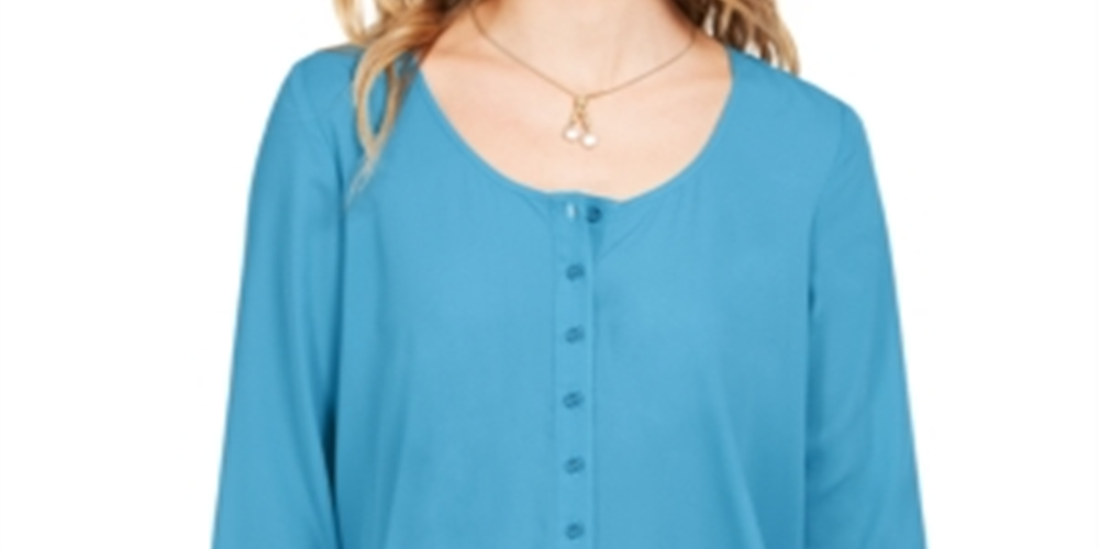 Style & Co Women's Swing Blouse Blue Size Medium