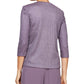 Alex Evenings Women's Textured Twin Set Purple Size Small
