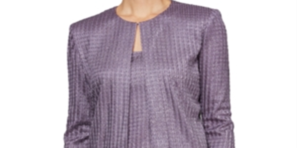 Alex Evenings Women's Textured Twin Set Purple Size Small