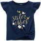 Carter's Toddler Girl's Vibes Print Tie Front Cotton T-Shirt Blue Size 3T