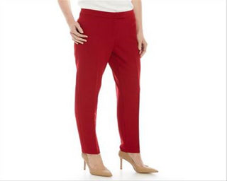 Anne Klein Women's Zippered Wear to Work Pants Red Size 16